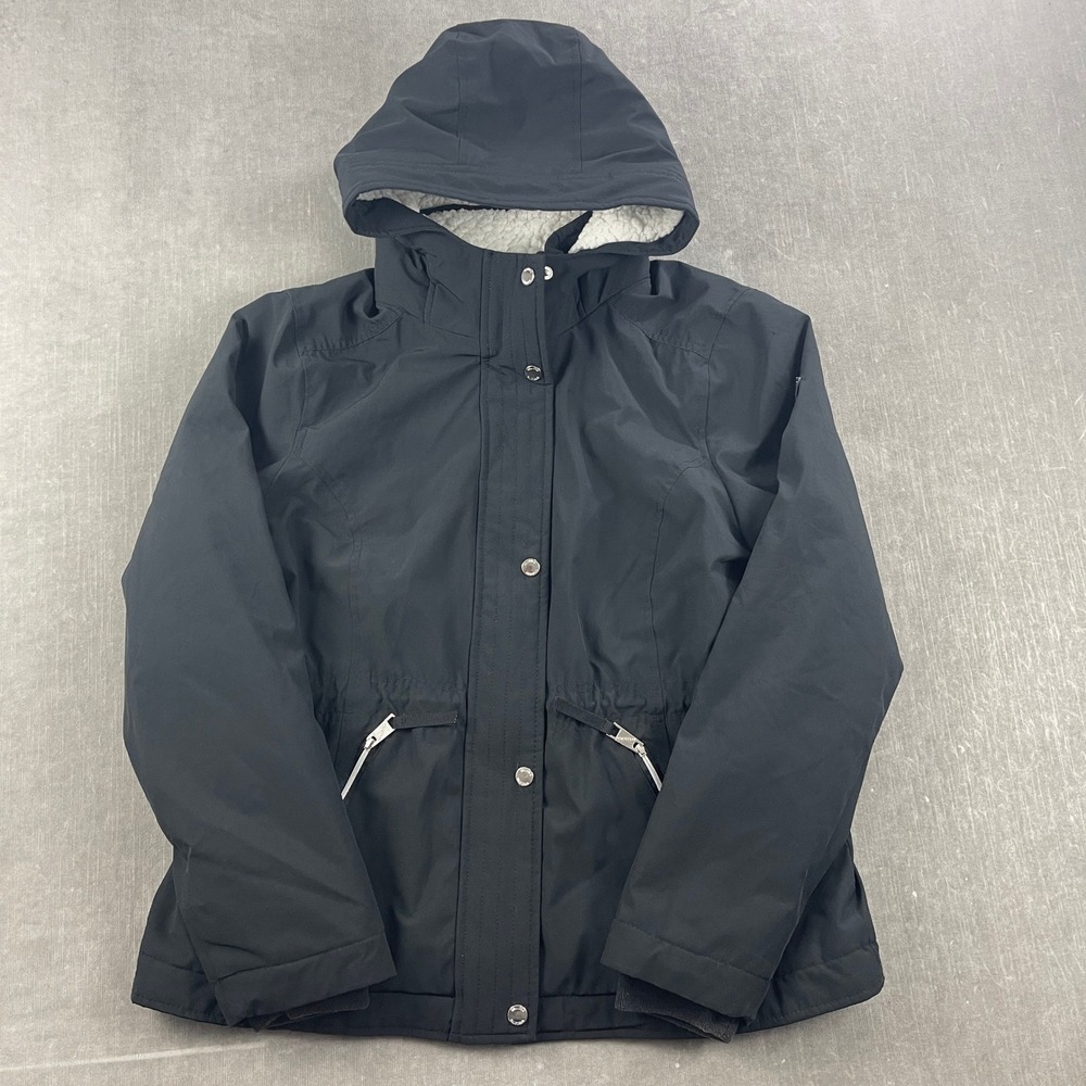 Hollister Men Large Black All-Weather Collection Jacket Sherpa‎ Lined Hooded